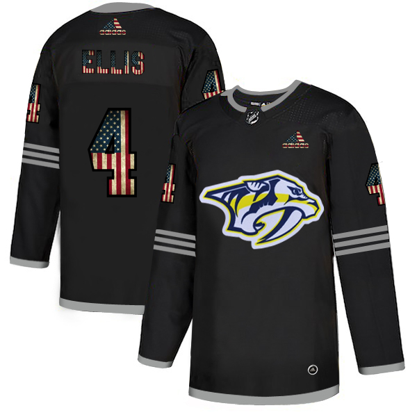 Nashville Predators 4 Ryan Ellis Adidas Men Black USA Flag Limited NHL Jersey